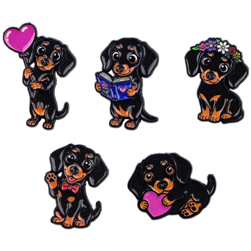 Pet Supplies Store - 5 stks Leuke Teckel Emaille Pin